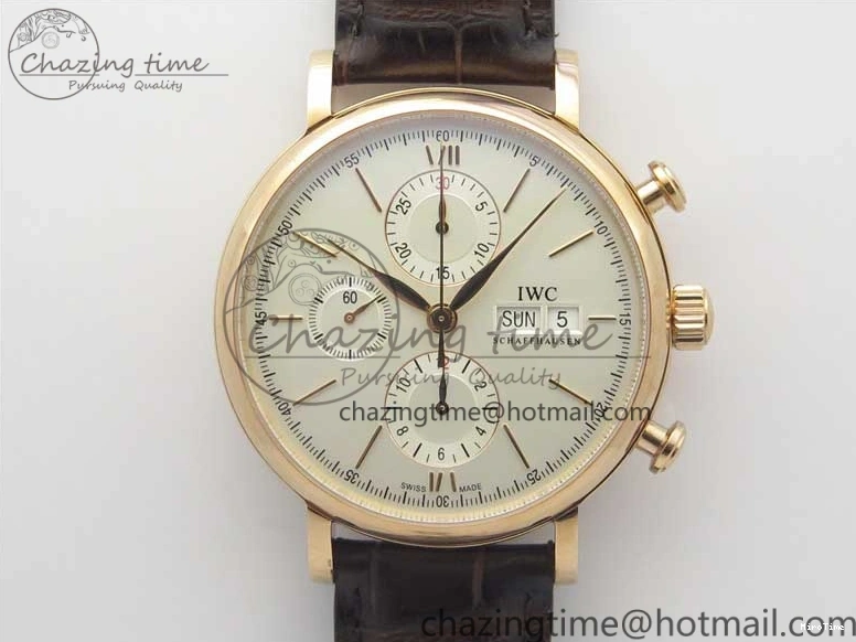 MIROTIME 0220 Efficient Portofino Chrono RG ZF 1:1 Best Edition White Dial on Brown Leather Strap A 7151